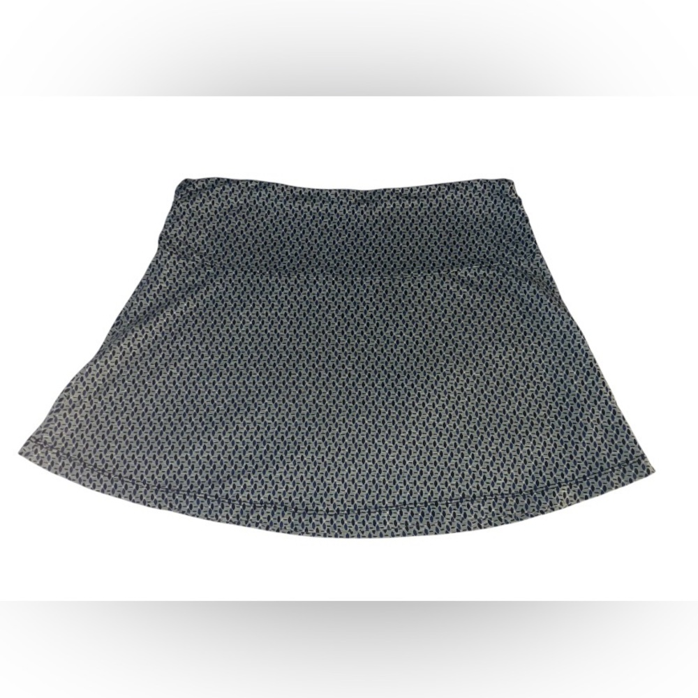 TOAD & CO Blue Green Black Diamond Print Roll Down Waist Skirt Size Large